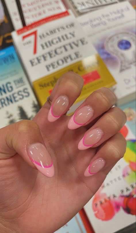 two toned pink french tip nails