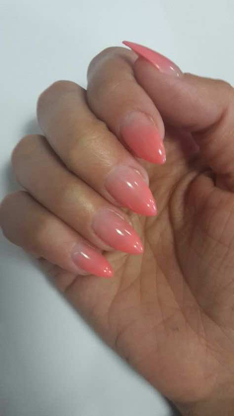 coral and pink ombre nail art