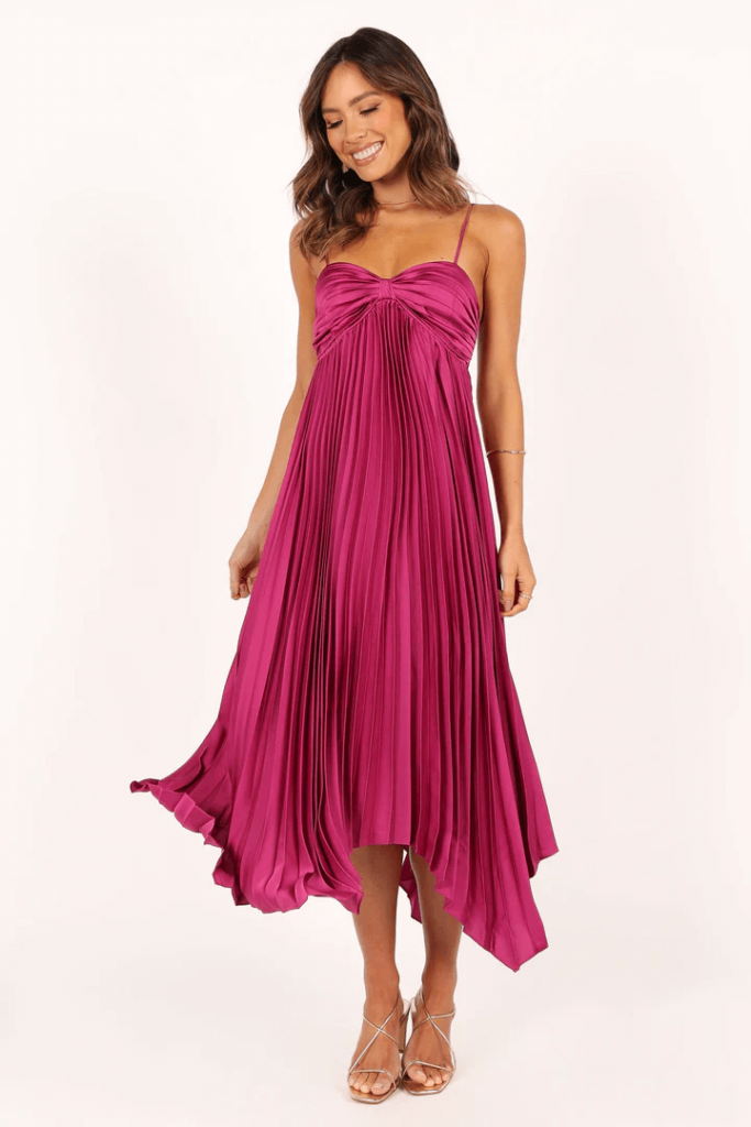 magenta beach wedding guest dress ideas 