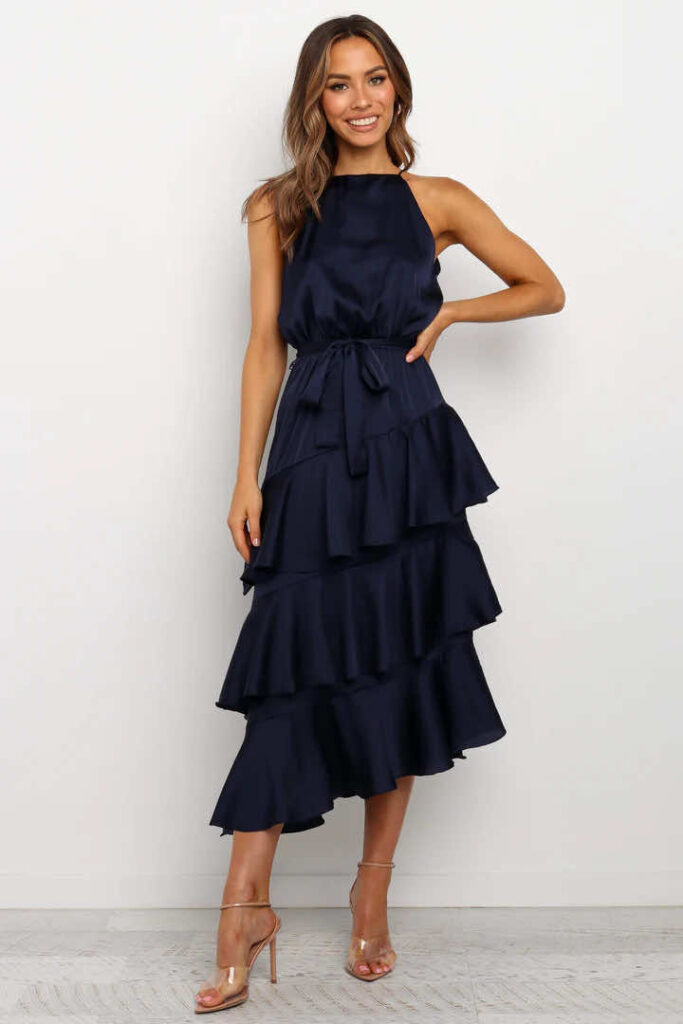 navy wedding guest dress summer