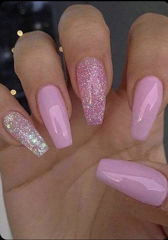 Pink barbie nails sparkle