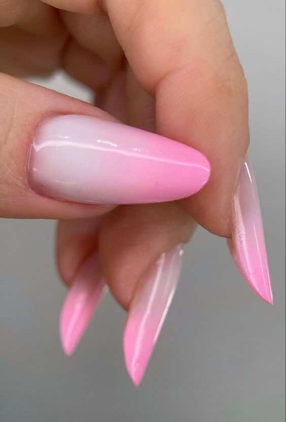 Ombre barbie french tip nails