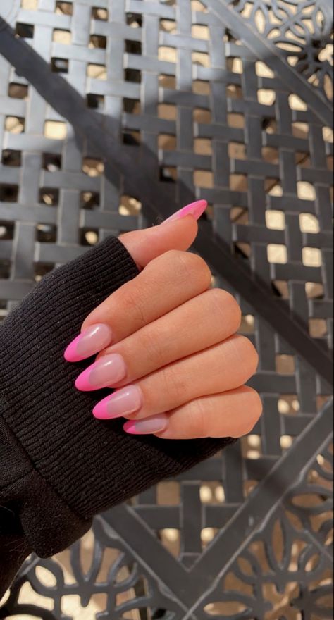 hot pink barbie french tip nails