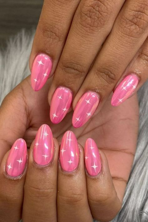 pink chrome barbie nails