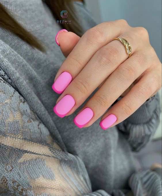 barbie pink on pink french tip nails