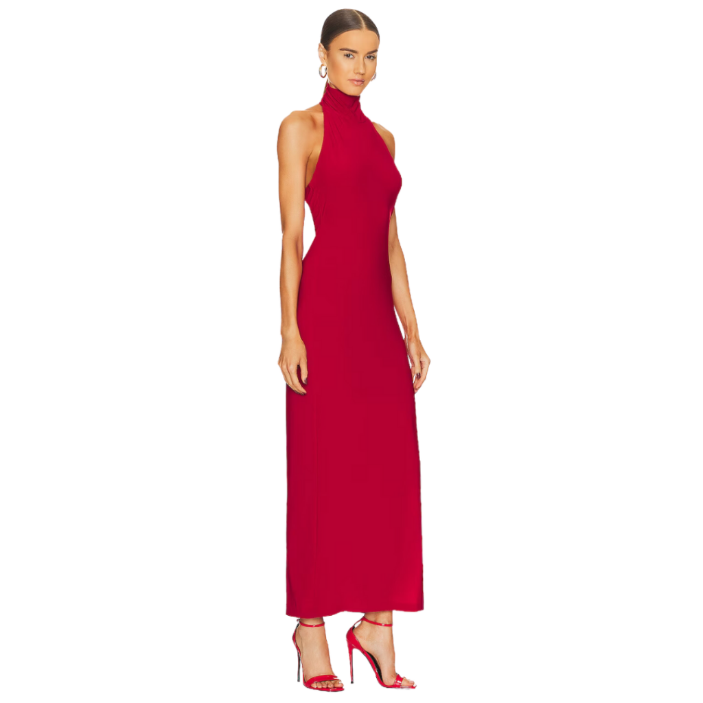 red halter neck gown 