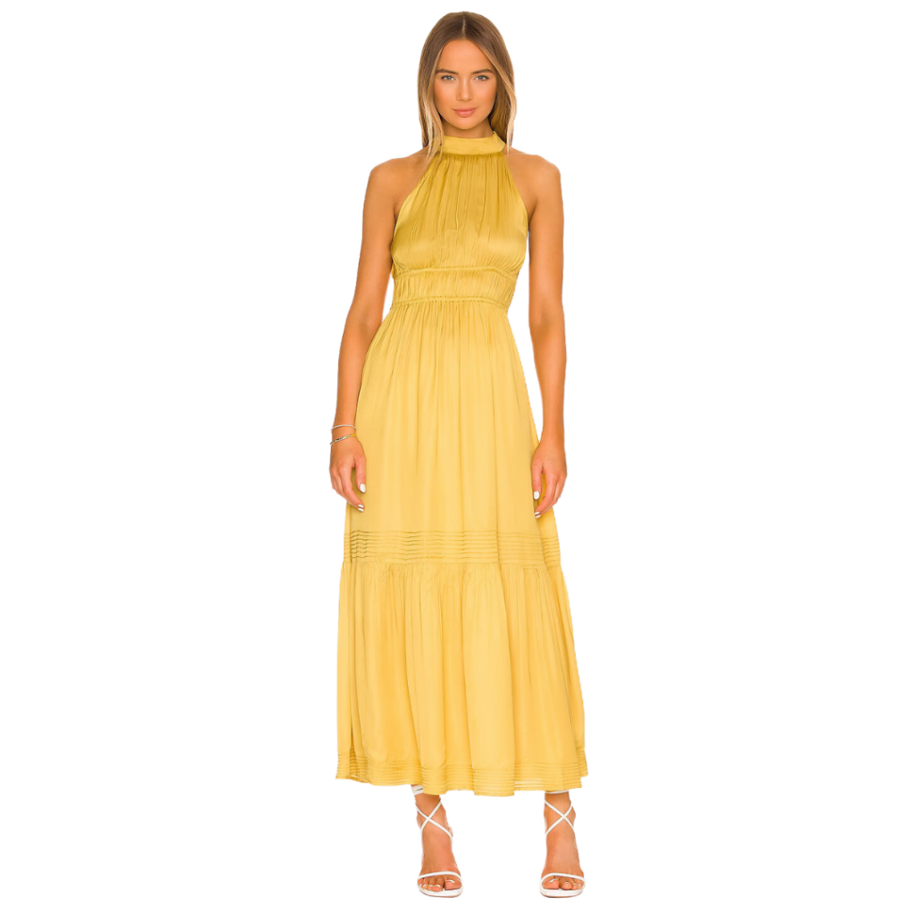 yellow sleeveless maxi dress 