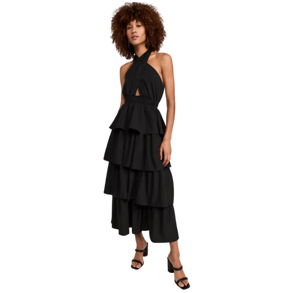 black halter maxi dress 