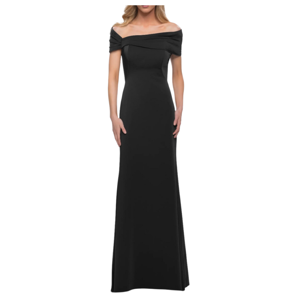 black gown for black tie wedding