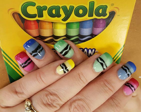 crayola crayon nail design