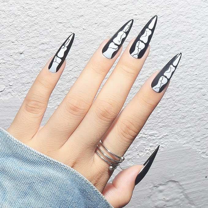 skeleton design nails for halloween
