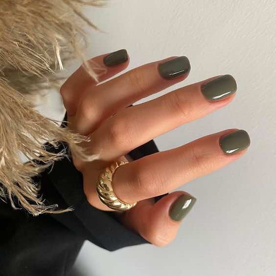 khaki green olive nails for fall
