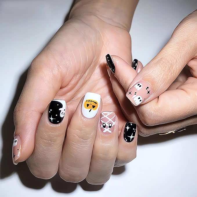 Cute halloween design press on nails