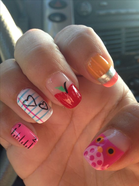 teacher back to school nail design ideas 