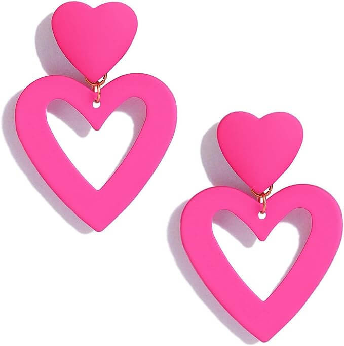 hot pink heart earrings for DIY barbie costume