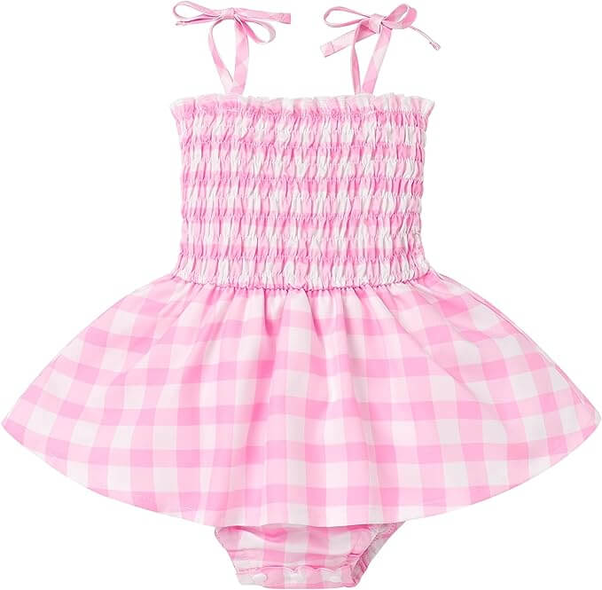 pink gingham baby barbie dress for matching halloween costume