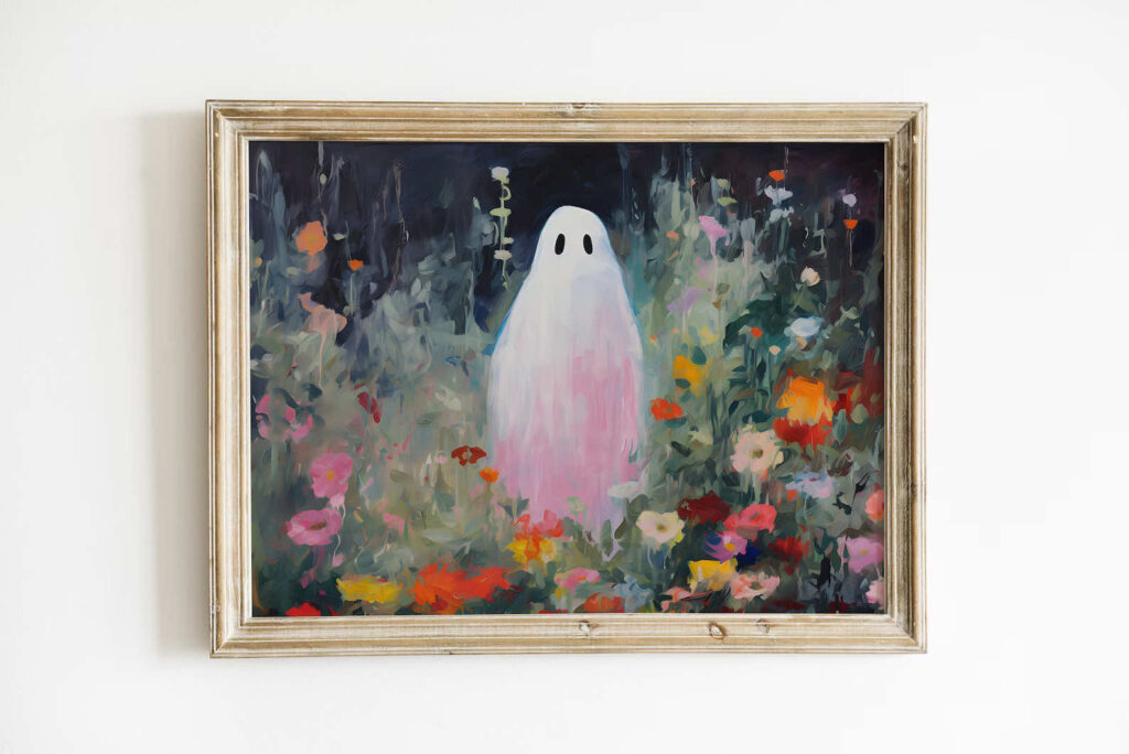 girly ghost painting printable for halloween