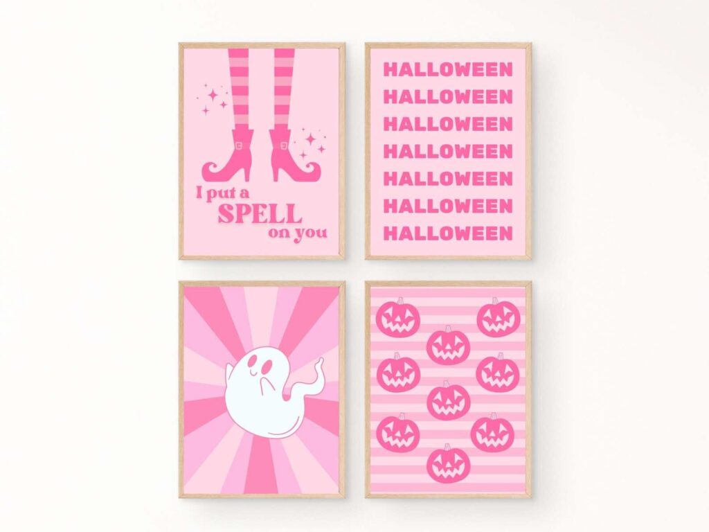 trendy pink halloween printables for halloween party