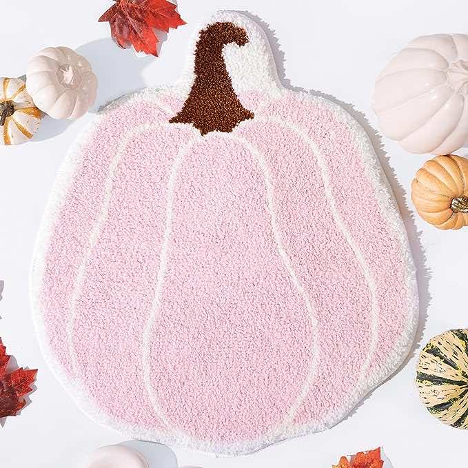 pink pumpkin bathmat for halloween decorating