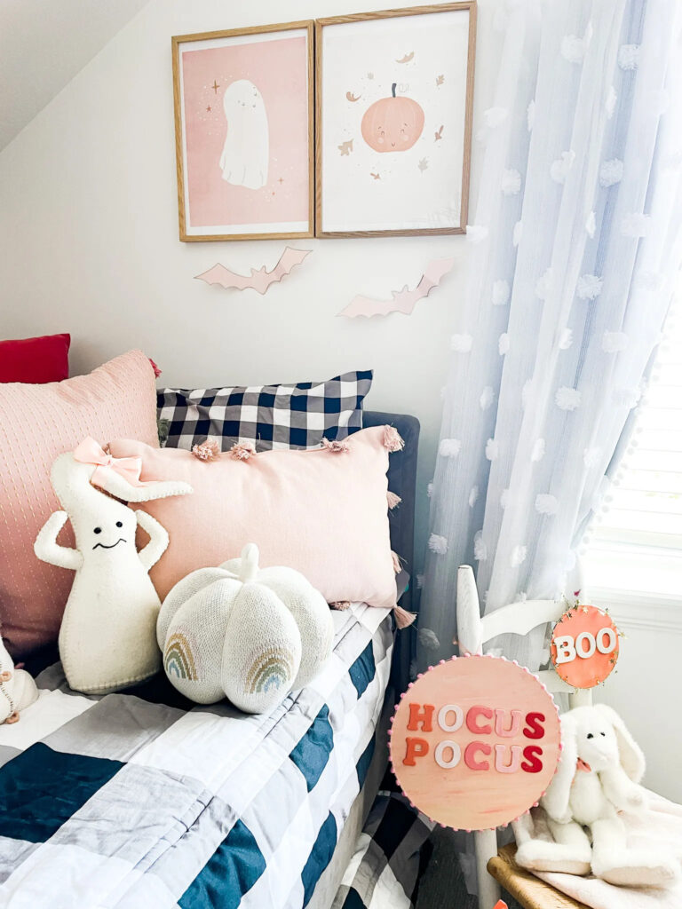 pink neutral halloween decor