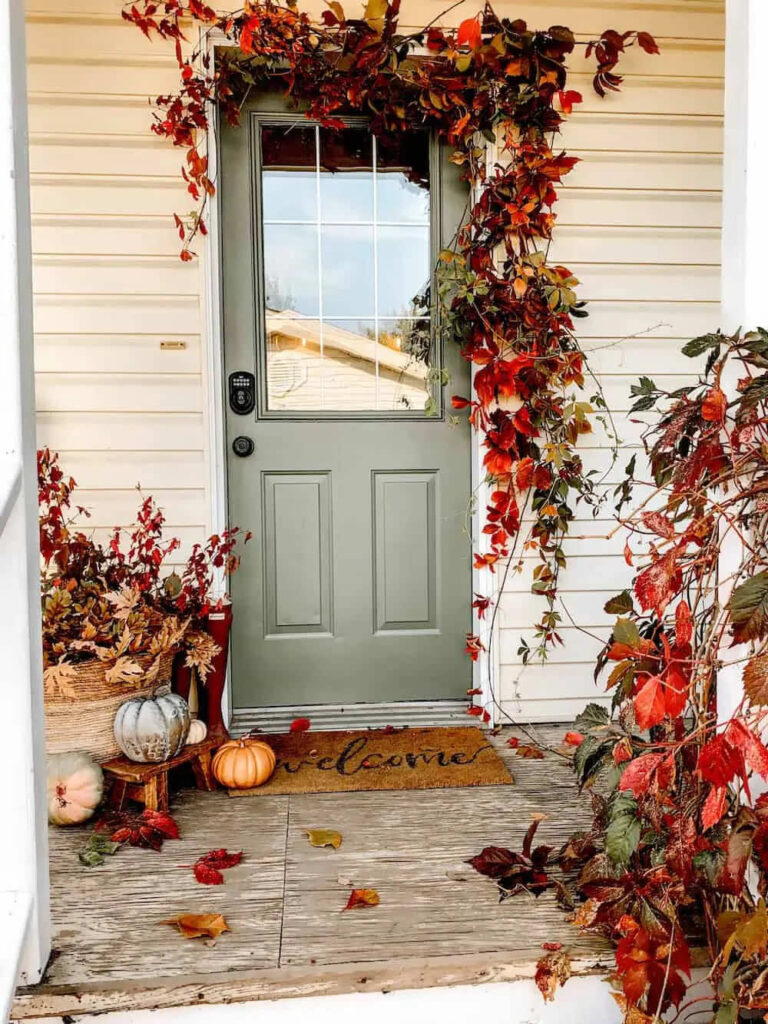 fall natural front door decor inspo