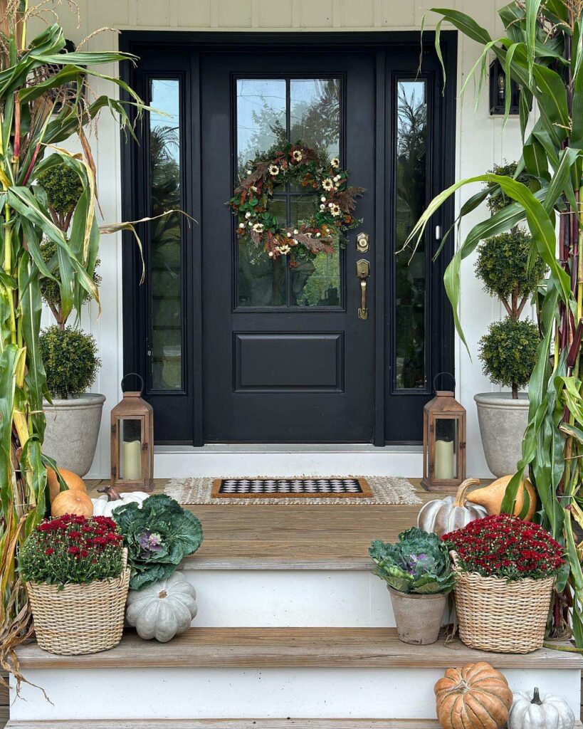 dark neutral fall front door decor