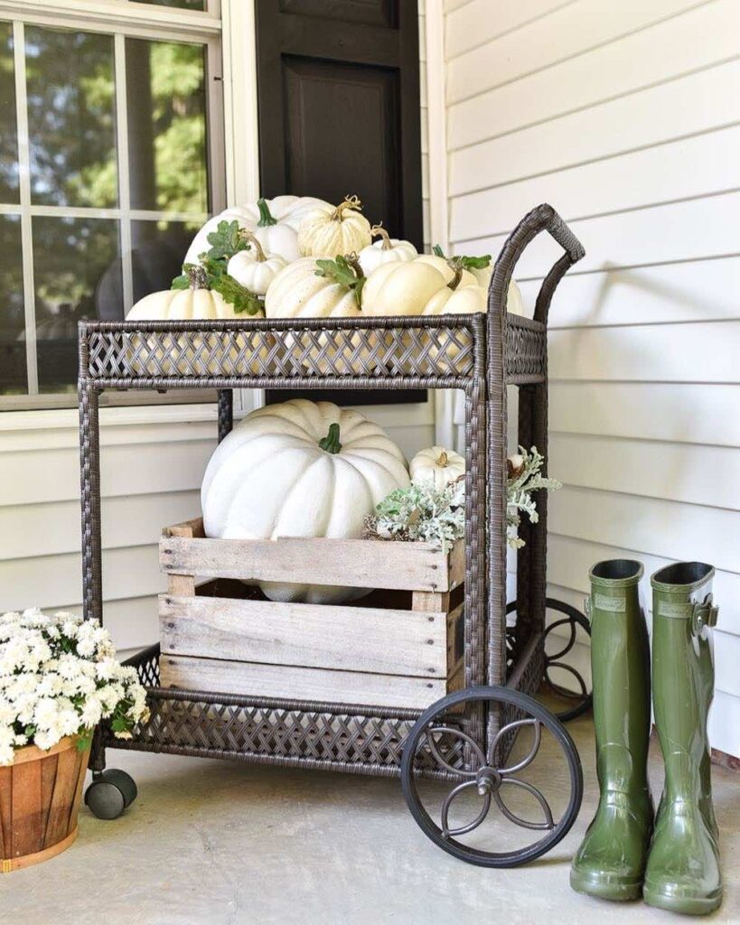 fall front porch bar cart idea