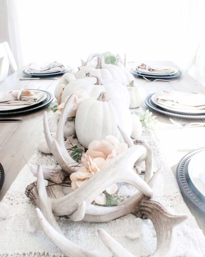 neutral thanksgiving table setting idea white