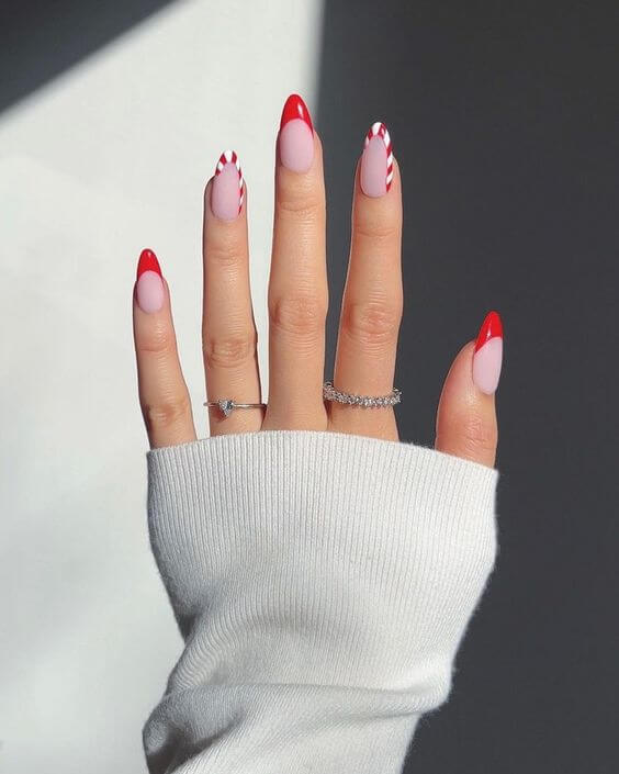 candy cane nails for christmas