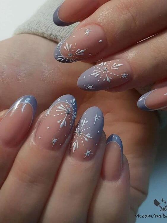 blue french tip nail idea for chistmas season