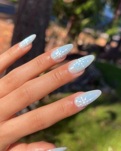 blue snowflake nails ideas for christmas season and winter