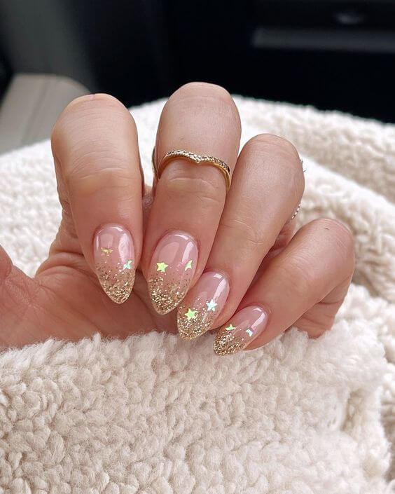 glittery star nails for christmas party season