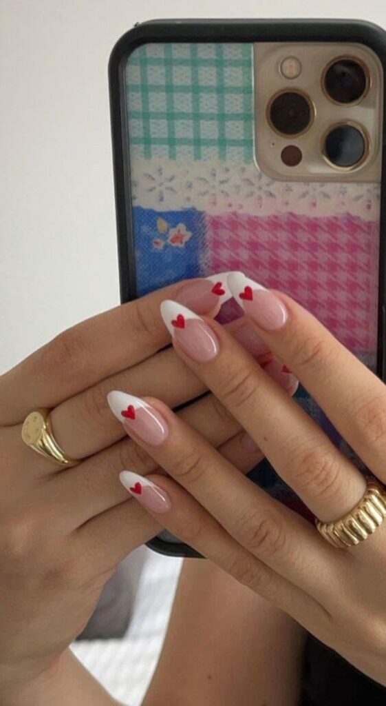 valentine's day nail inspiration with hearts