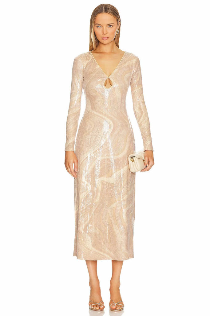 champagne dress for Oscar party outfit