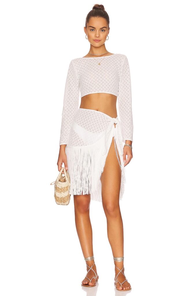 swimsuit coverup for bikini two piece set white