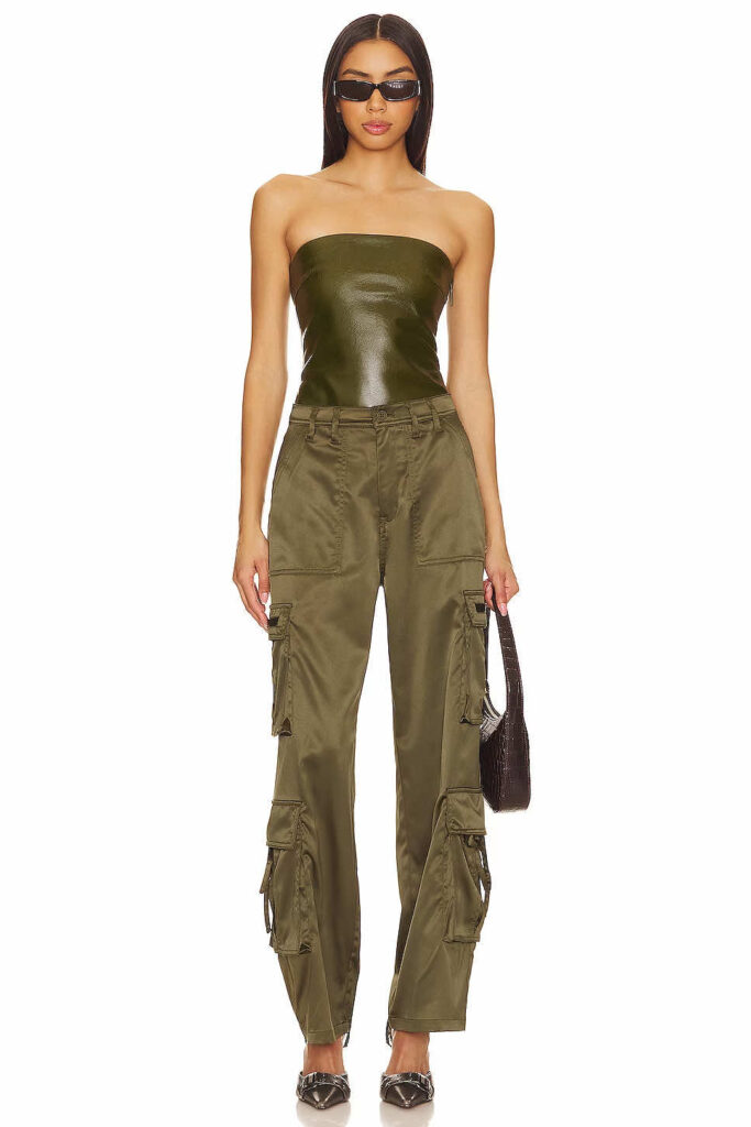 cute cargo silk pants outfit