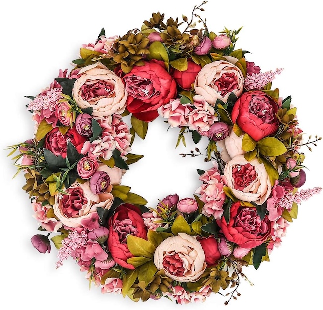 peony front door wreath