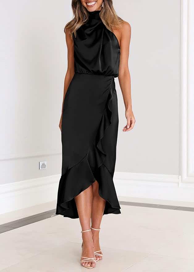 amazon spring wedding guest dress black