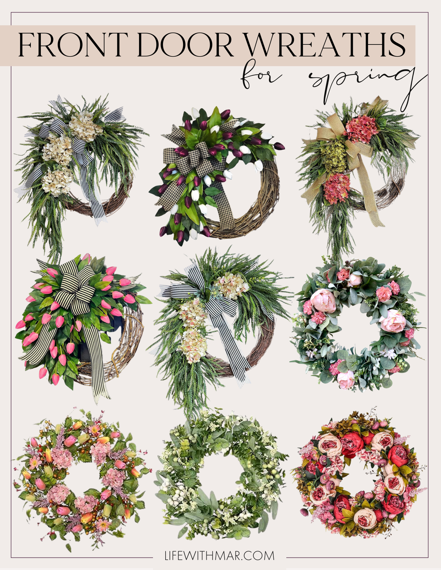 The Prettiest Front Door Wreaths for Spring