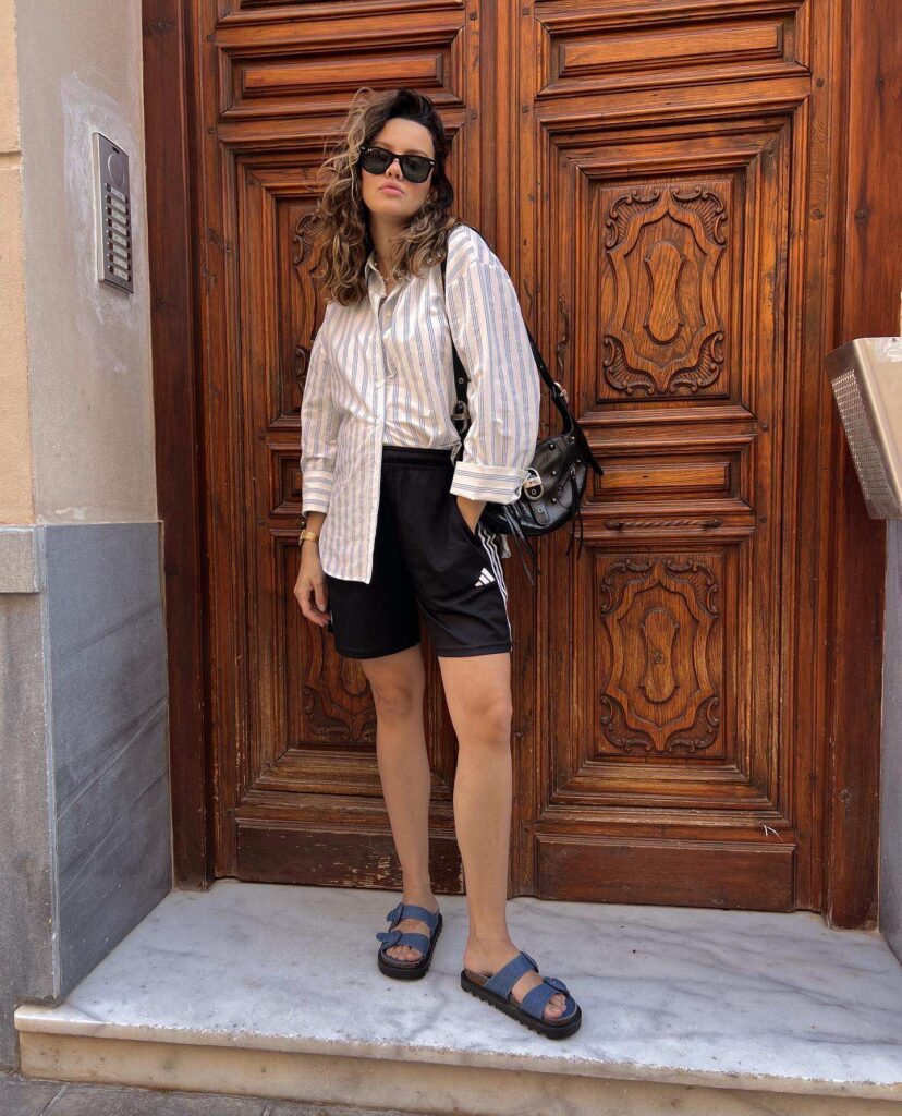 trendy ways to wear sweatshorts 