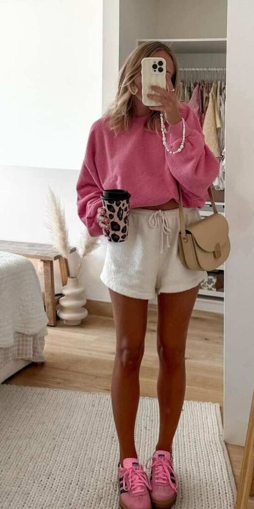 cute ways to wear sweat shorts