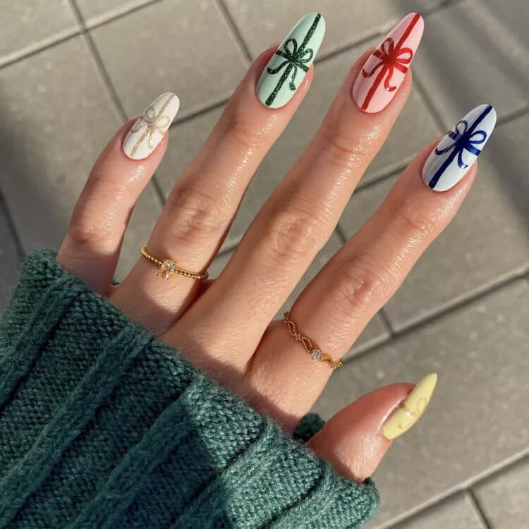 cute bow nail inspo