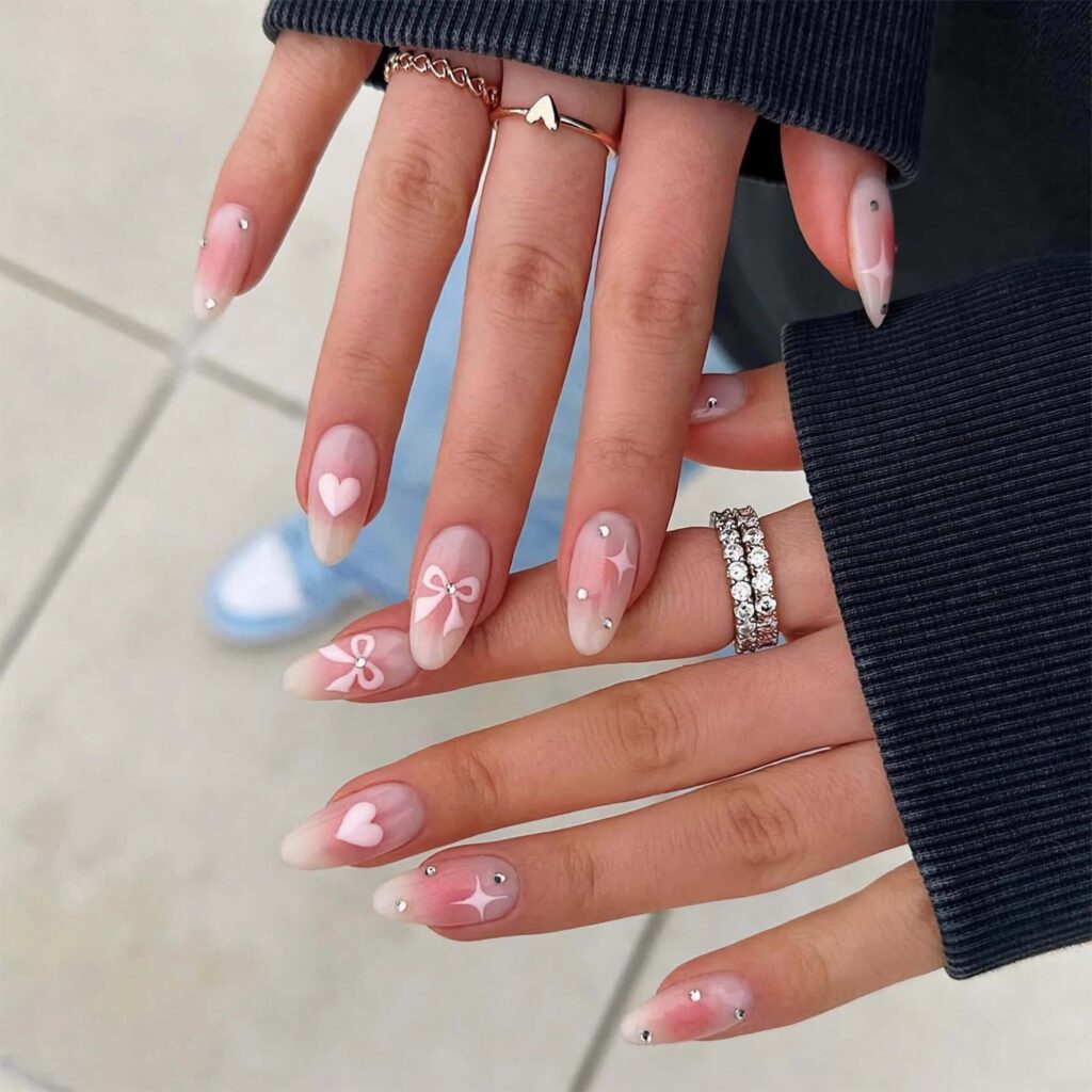 funky cute bow nail inspo