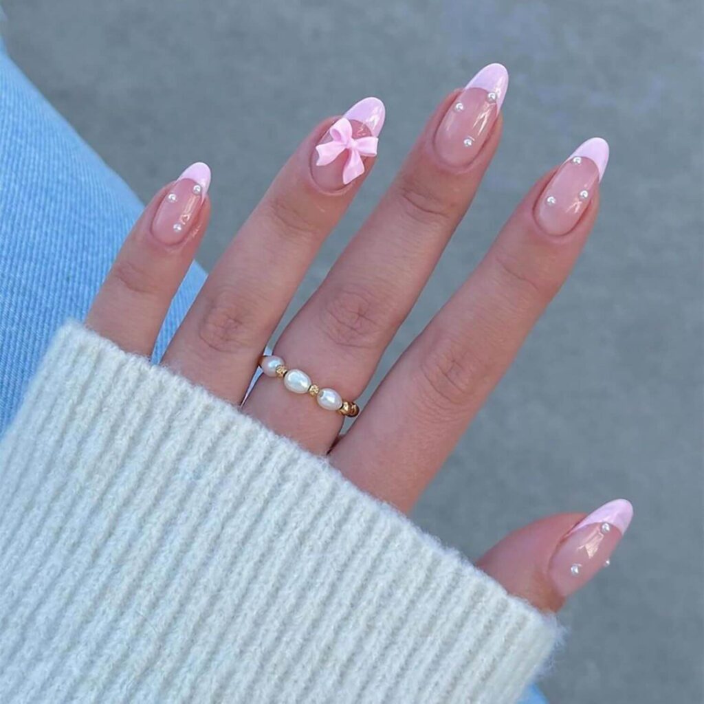 cute bow nail inspo