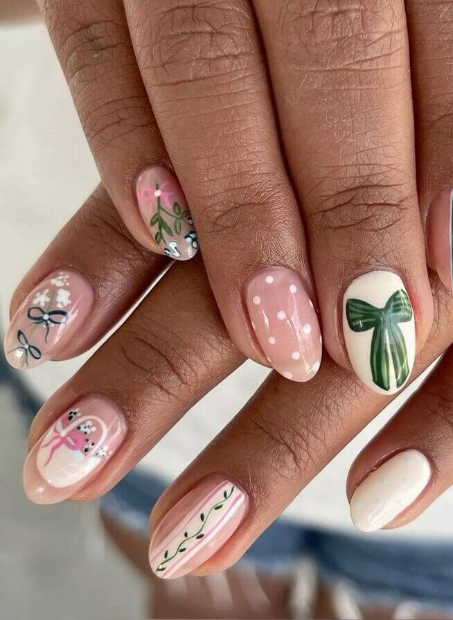 cute bow nail inspo