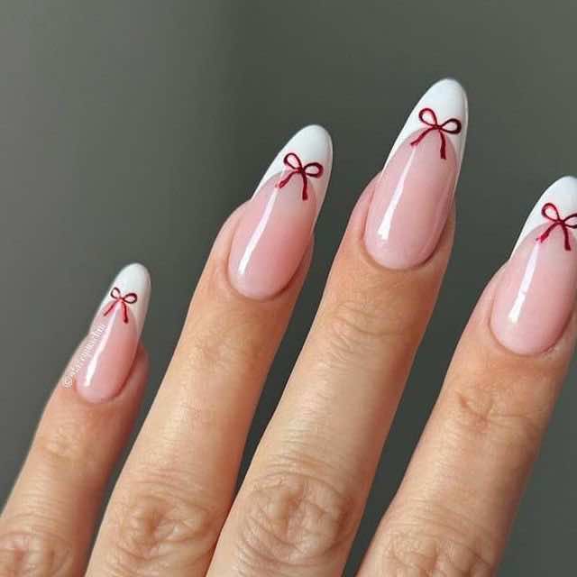 cute bow nail art inspo