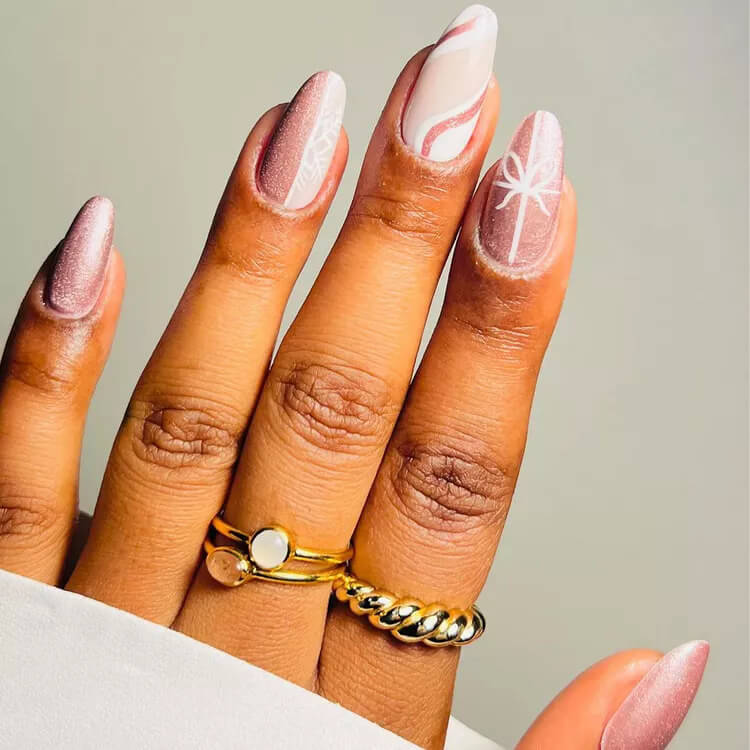cute bow nail inspo for the holidays