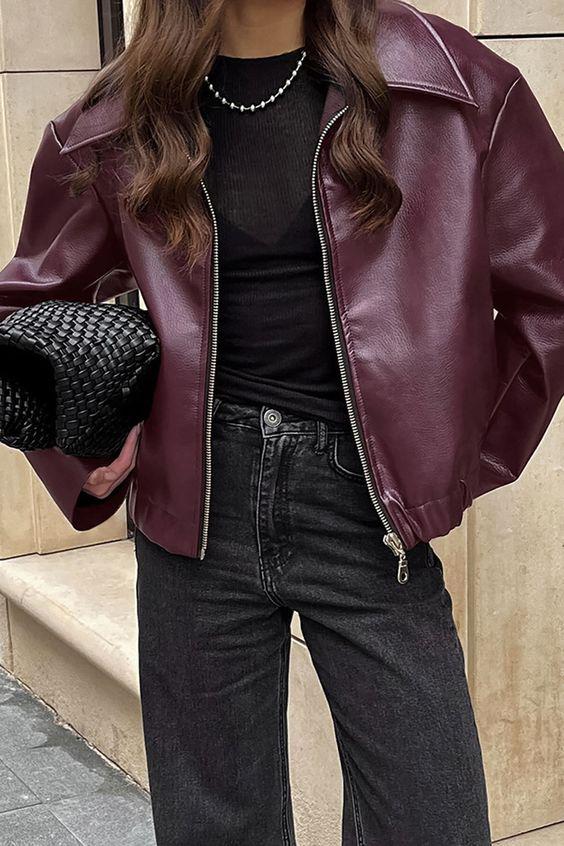 burgundy jacket outfit