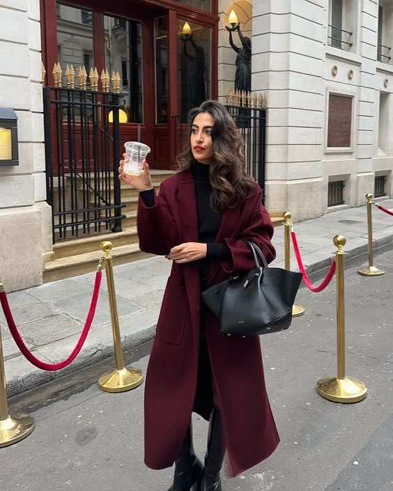 how to wear burgundy coats