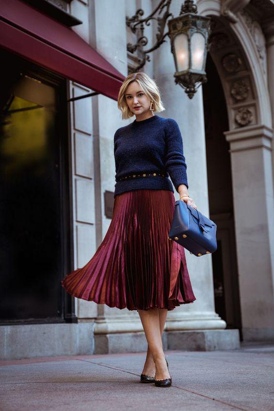 how to wear burgundy and navy